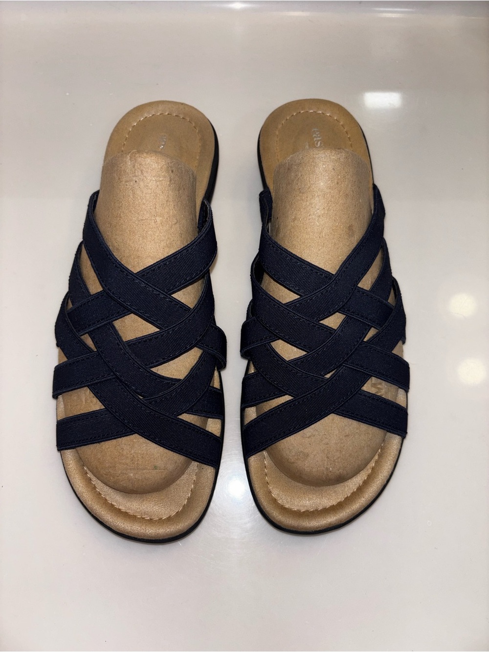 East 5th Women's Navy Crisscross Slide Sandals